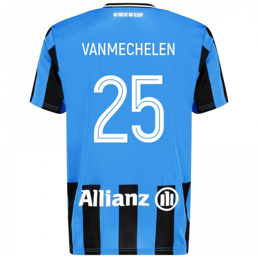 Niño Camiseta Davinia Vanmechelen #25 Azul Cielo Negro 1ª Equipación 2024/25 La Camisa Perú