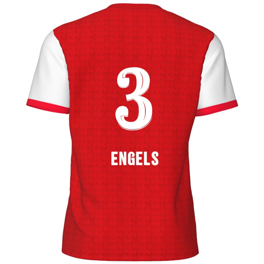 Niño Camiseta Björn Engels #3 Rojo Blanco 1ª Equipación 2024/25 La Camisa Perú