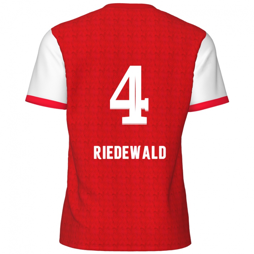 Niño Camiseta Jairo Riedewald #4 Rojo Blanco 1ª Equipación 2024/25 La Camisa Perú