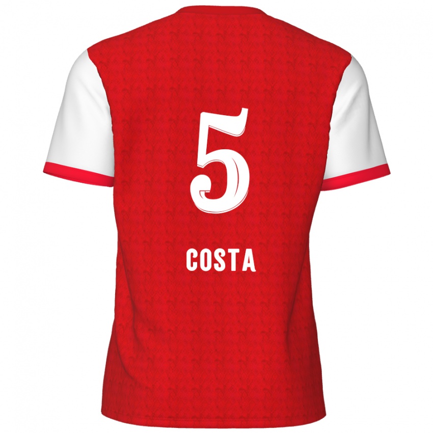 Niño Camiseta Ayrton Costa #5 Rojo Blanco 1ª Equipación 2024/25 La Camisa Perú