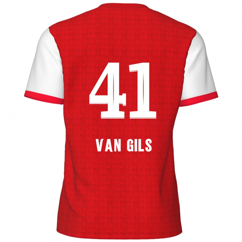 Niño Camiseta Mathis Van Gils #41 Rojo Blanco 1ª Equipación 2024/25 La Camisa Perú