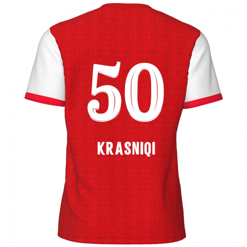 Niño Camiseta Laurit Krasniqi #50 Rojo Blanco 1ª Equipación 2024/25 La Camisa Perú