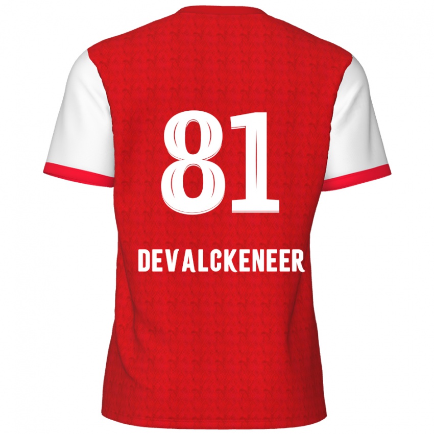 Niño Camiseta Niels Devalckeneer #81 Rojo Blanco 1ª Equipación 2024/25 La Camisa Perú