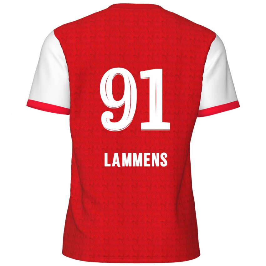 Niño Camiseta Senne Lammens #91 Rojo Blanco 1ª Equipación 2024/25 La Camisa Perú