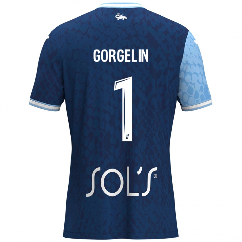 Niño Camiseta Mathieu Gorgelin #1 Azul Cielo Azul Oscuro 1ª Equipación 2024/25 La Camisa Perú