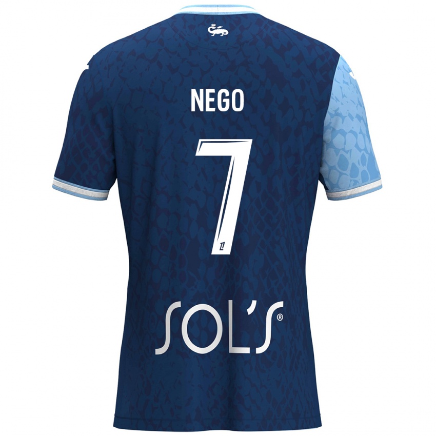 Niño Camiseta Loïc Nego #7 Azul Cielo Azul Oscuro 1ª Equipación 2024/25 La Camisa Perú