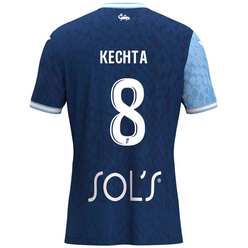 Niño Camiseta Yassine Kechta #8 Azul Cielo Azul Oscuro 1ª Equipación 2024/25 La Camisa Perú