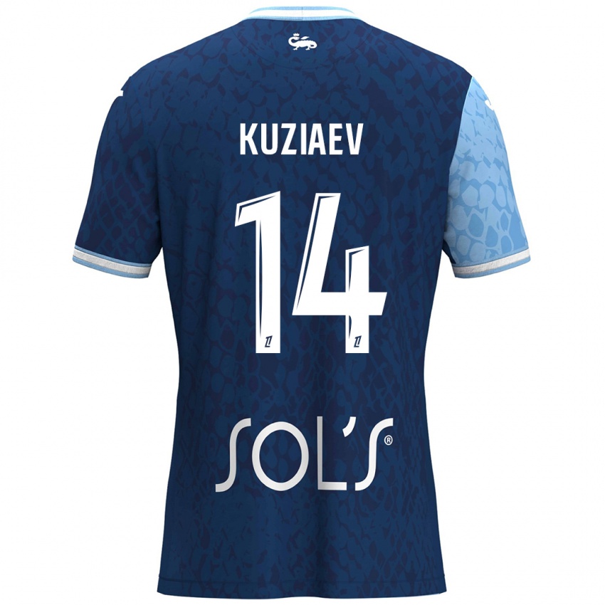 Niño Camiseta Daler Kuzyaev #14 Azul Cielo Azul Oscuro 1ª Equipación 2024/25 La Camisa Perú