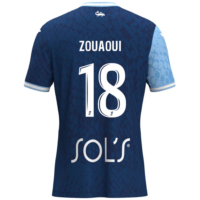 Niño Camiseta Yanis Zouaoui #18 Azul Cielo Azul Oscuro 1ª Equipación 2024/25 La Camisa Perú