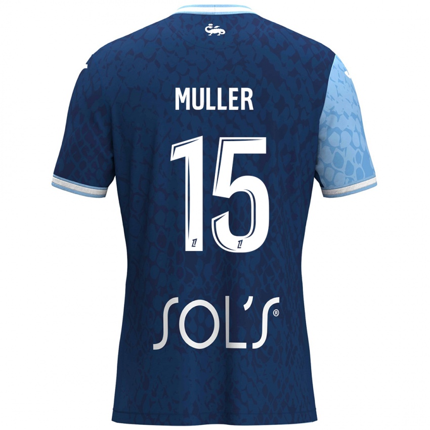 Niño Camiseta Laura Muller #15 Azul Cielo Azul Oscuro 1ª Equipación 2024/25 La Camisa Perú