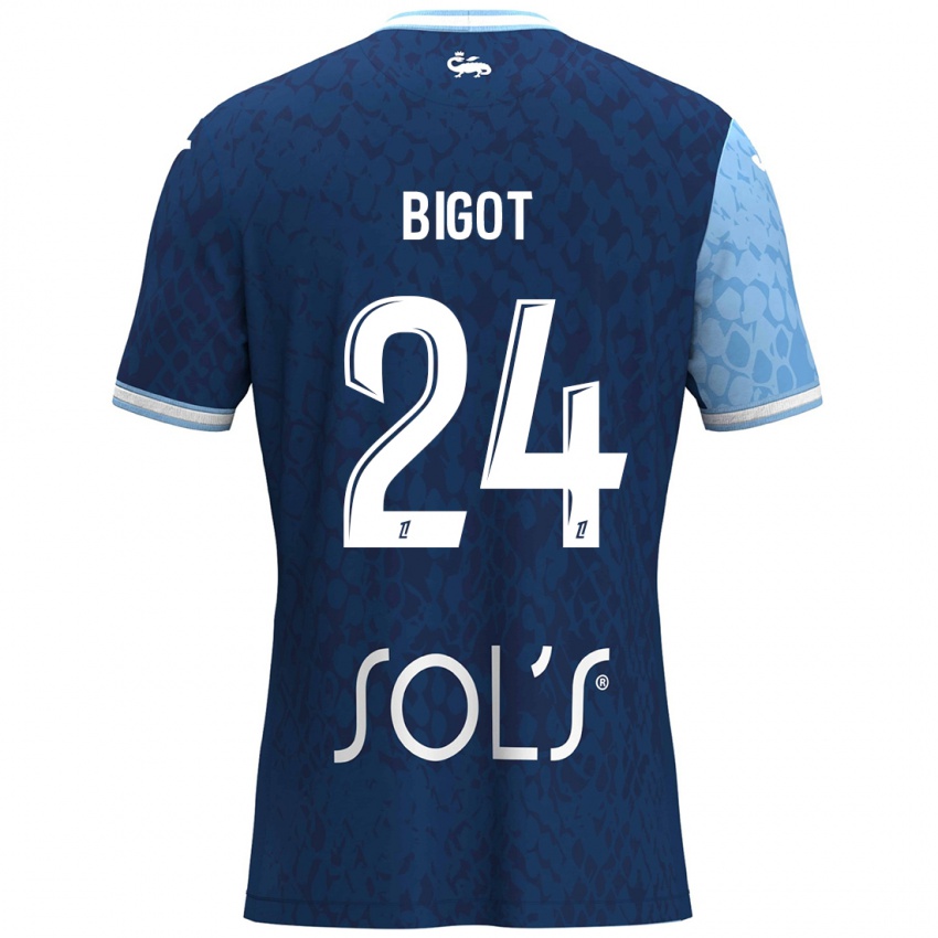 Niño Camiseta Maureen Bigot #24 Azul Cielo Azul Oscuro 1ª Equipación 2024/25 La Camisa Perú