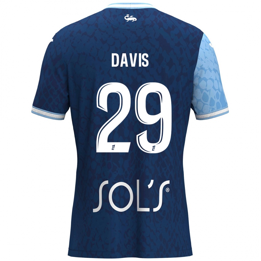 Niño Camiseta Deja Davis #29 Azul Cielo Azul Oscuro 1ª Equipación 2024/25 La Camisa Perú