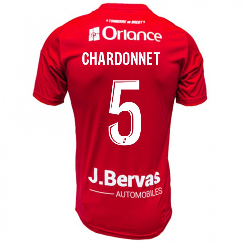 Niño Camiseta Brendan Chardonnet #5 Rojo Blanco 1ª Equipación 2024/25 La Camisa Perú