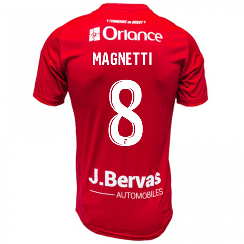 Niño Camiseta Hugo Magnetti #8 Rojo Blanco 1ª Equipación 2024/25 La Camisa Perú