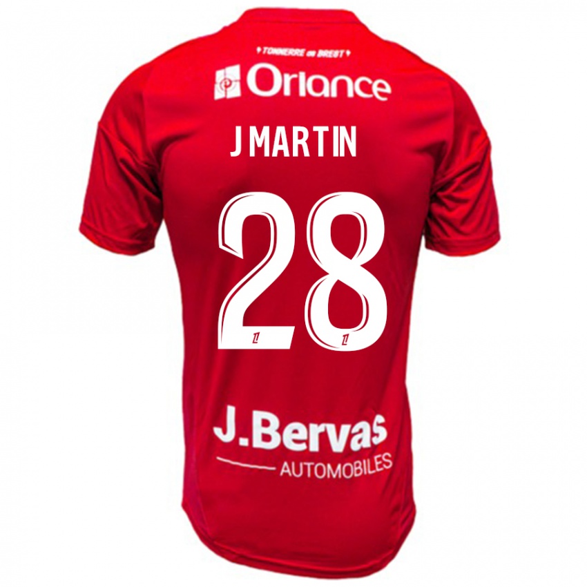 Niño Camiseta Jonas Martin #28 Rojo Blanco 1ª Equipación 2024/25 La Camisa Perú