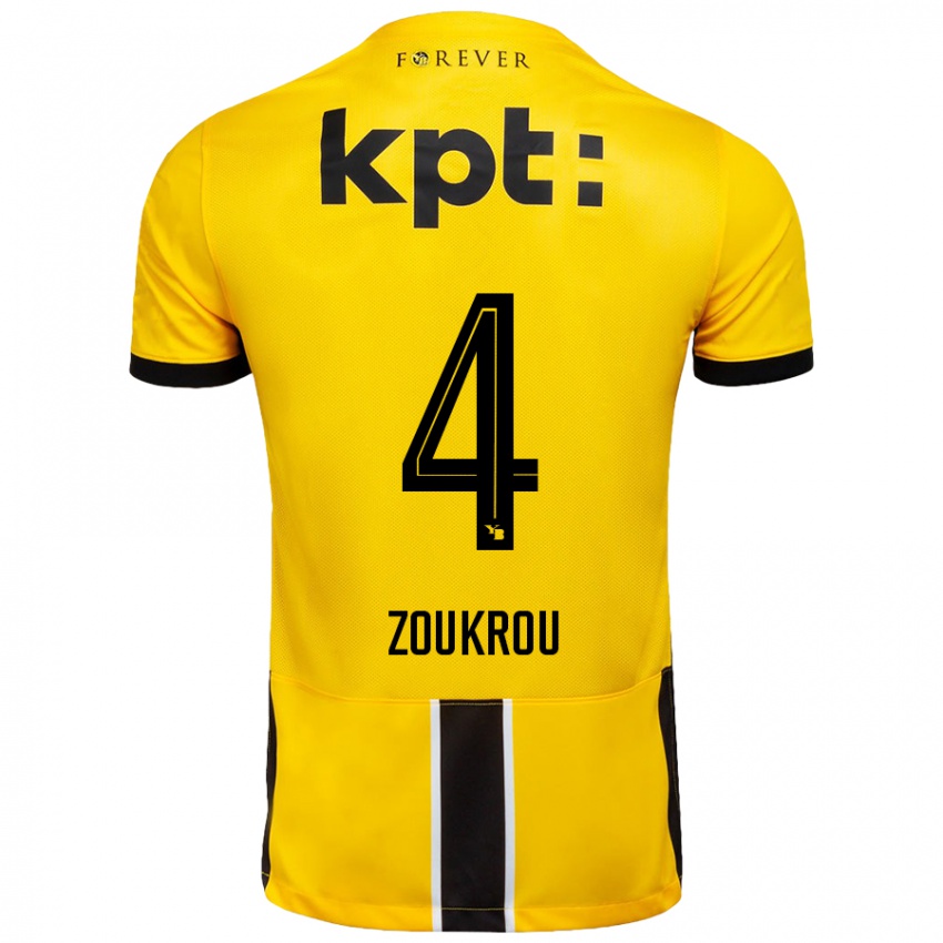 Niño Camiseta Tanguy Zoukrou #4 Amarillo Negro 1ª Equipación 2024/25 La Camisa Perú