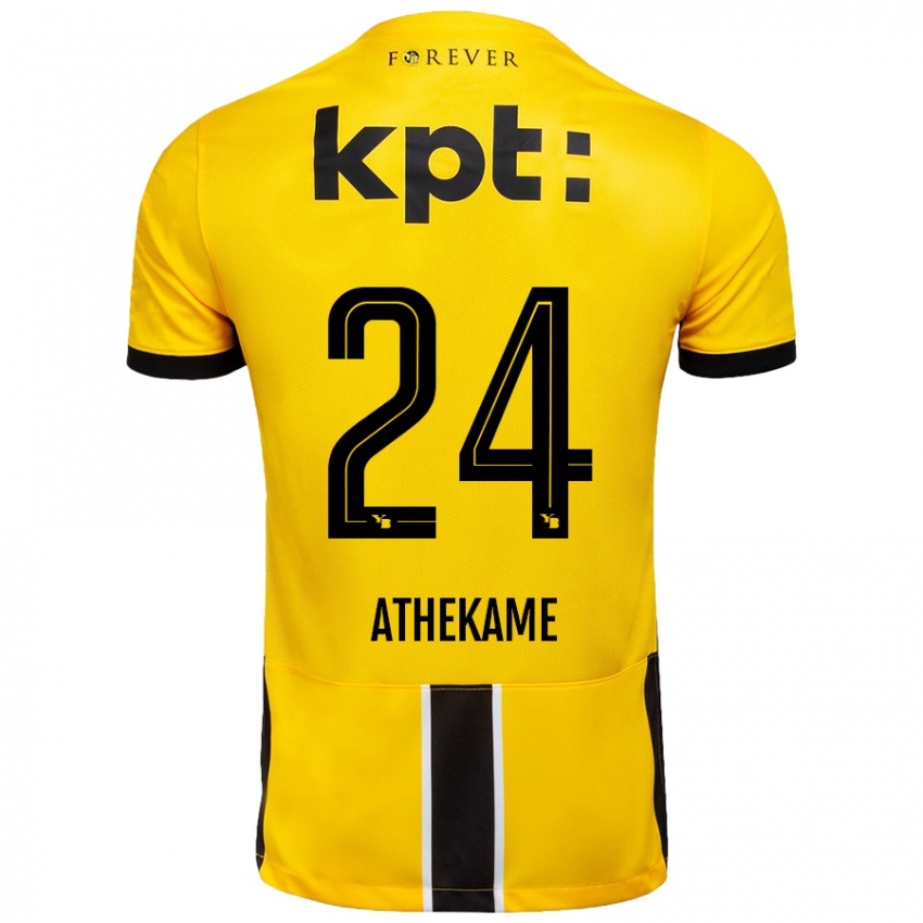 Niño Camiseta Zachary Athekame #24 Amarillo Negro 1ª Equipación 2024/25 La Camisa Perú