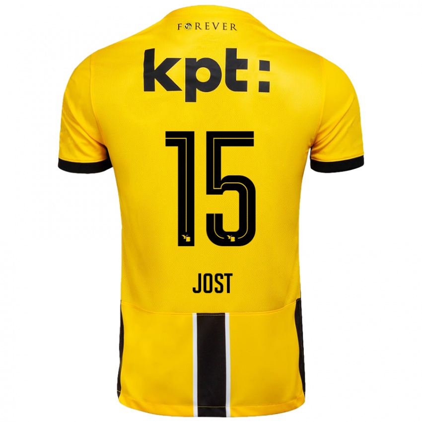 Niño Camiseta Tristan Jost #15 Amarillo Negro 1ª Equipación 2024/25 La Camisa Perú