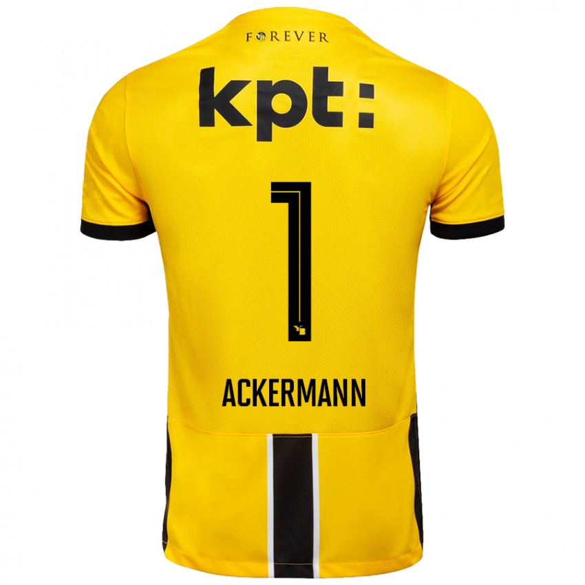 Niño Camiseta Jara Ackermann #1 Amarillo Negro 1ª Equipación 2024/25 La Camisa Perú