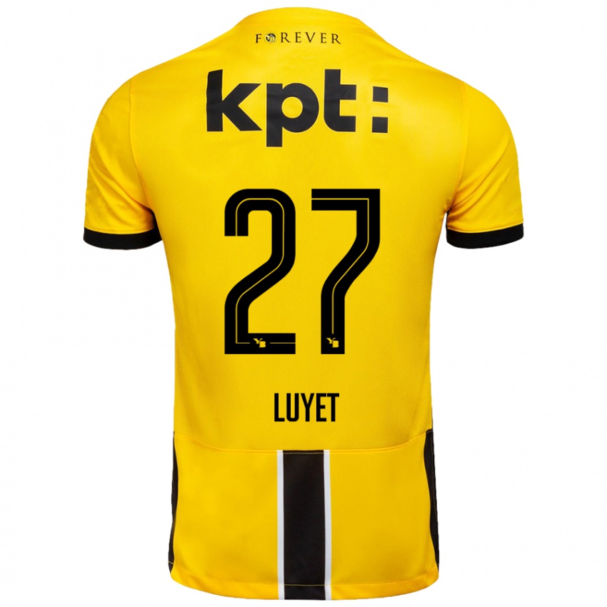 Niño Camiseta Naomi Luyet #27 Amarillo Negro 1ª Equipación 2024/25 La Camisa Perú