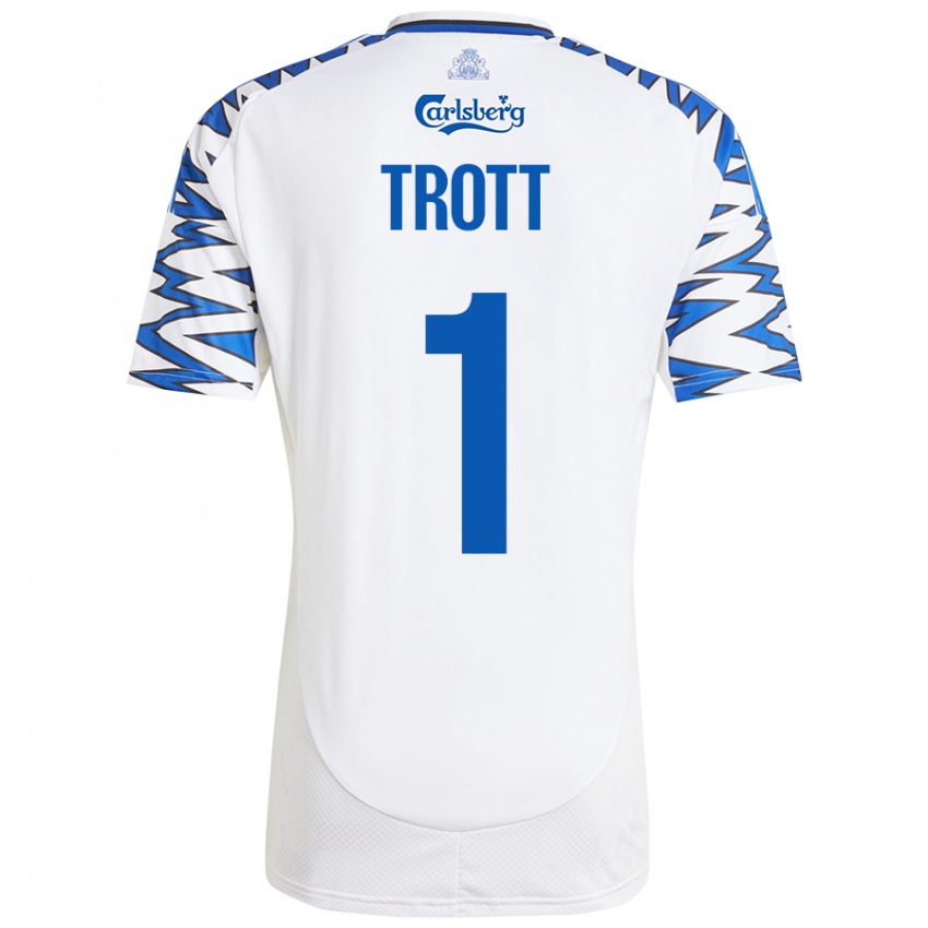 Niño Camiseta Nathan Trott #1 Blanco Azul Cielo 1ª Equipación 2024/25 La Camisa Perú