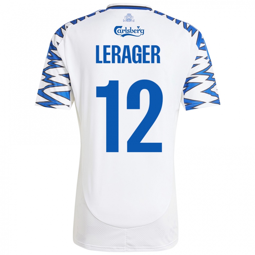 Niño Camiseta Lukas Lerager #12 Blanco Azul Cielo 1ª Equipación 2024/25 La Camisa Perú