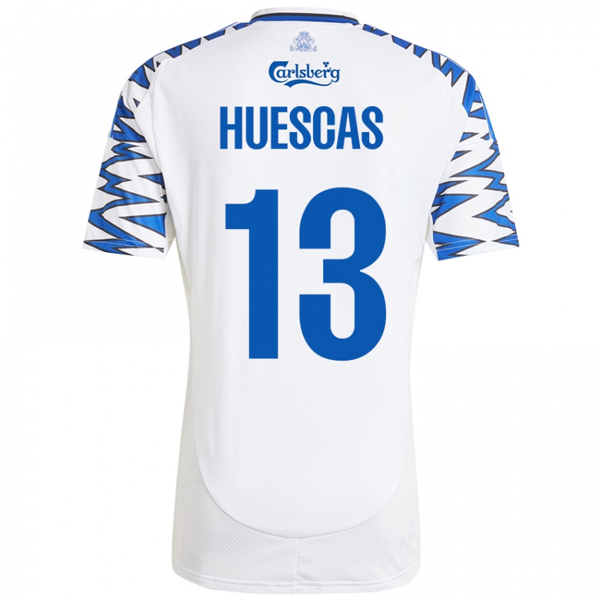 Niño Camiseta Rodrigo Huescas #13 Blanco Azul Cielo 1ª Equipación 2024/25 La Camisa Perú