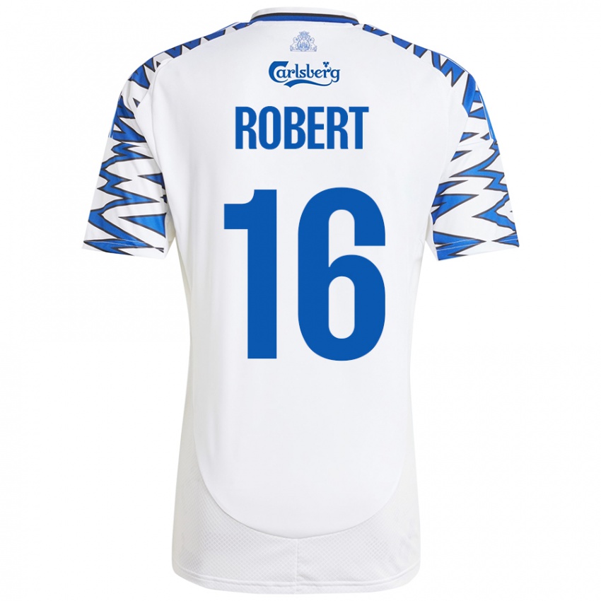 Niño Camiseta Robert #16 Blanco Azul Cielo 1ª Equipación 2024/25 La Camisa Perú