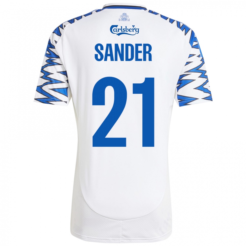 Niño Camiseta Theo Sander #21 Blanco Azul Cielo 1ª Equipación 2024/25 La Camisa Perú