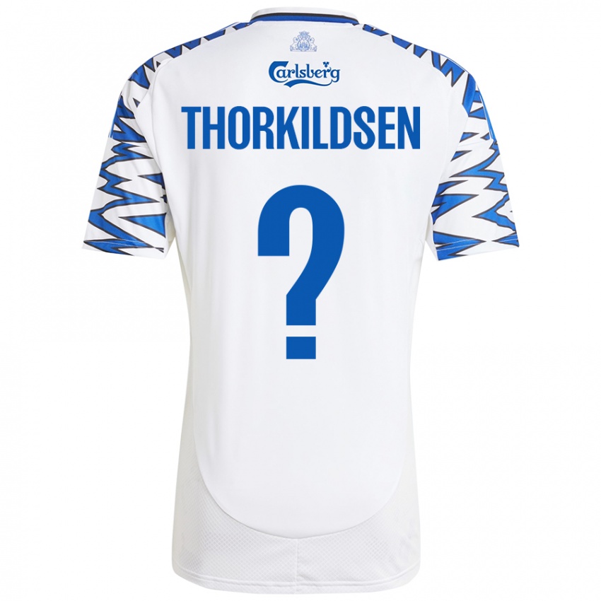 Niño Camiseta Elias Thorkildsen #0 Blanco Azul Cielo 1ª Equipación 2024/25 La Camisa Perú