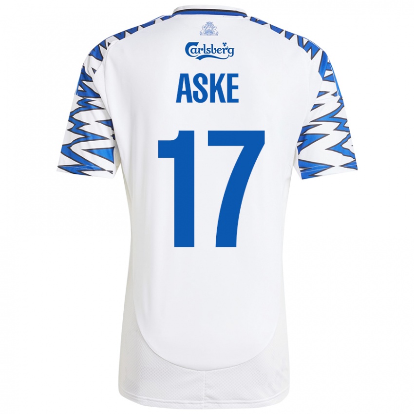 Niño Camiseta Aske Christensen #17 Blanco Azul Cielo 1ª Equipación 2024/25 La Camisa Perú