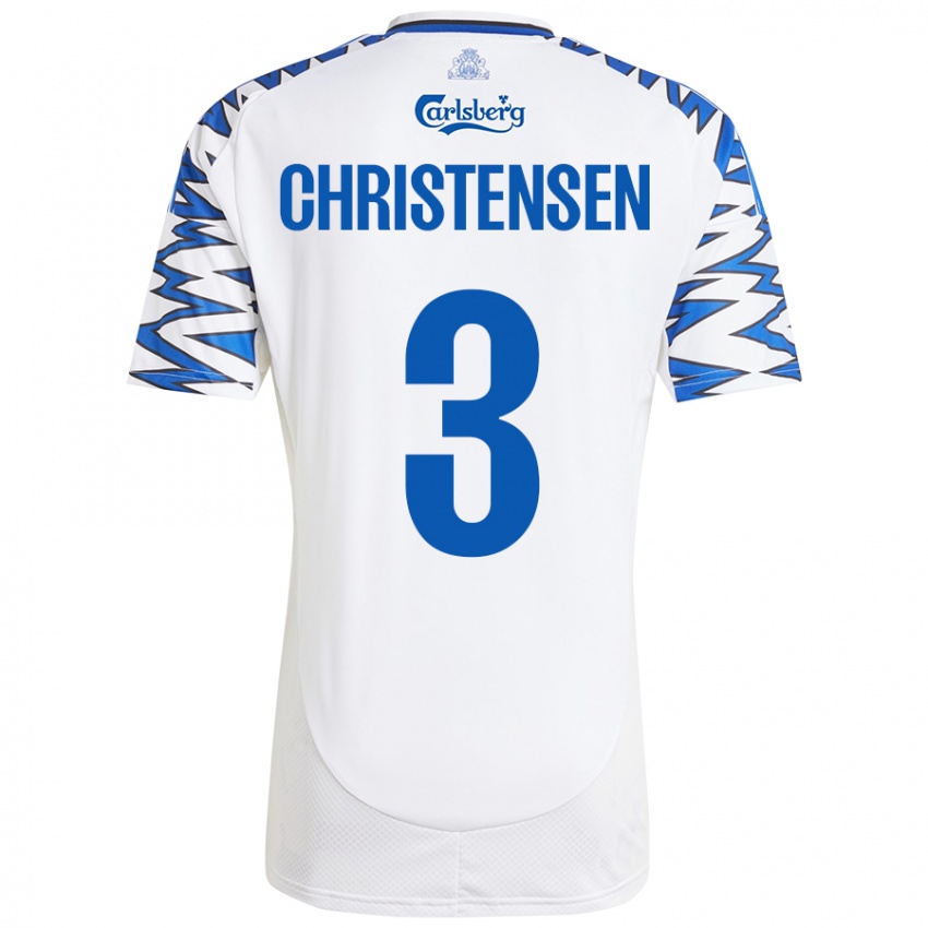 Niño Camiseta Sebastian Christensen #3 Blanco Azul Cielo 1ª Equipación 2024/25 La Camisa Perú