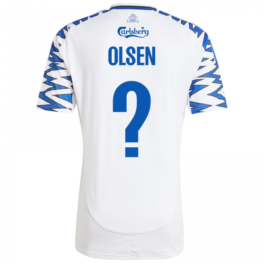 Niño Camiseta Gunnar Olsen #0 Blanco Azul Cielo 1ª Equipación 2024/25 La Camisa Perú