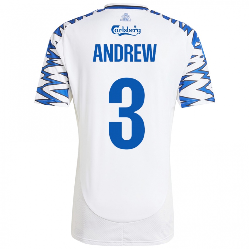 Niño Camiseta Tristan Andrew #3 Blanco Azul Cielo 1ª Equipación 2024/25 La Camisa Perú