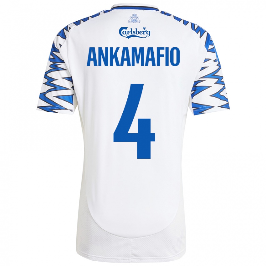 Niño Camiseta Graham Ankamafio #4 Blanco Azul Cielo 1ª Equipación 2024/25 La Camisa Perú