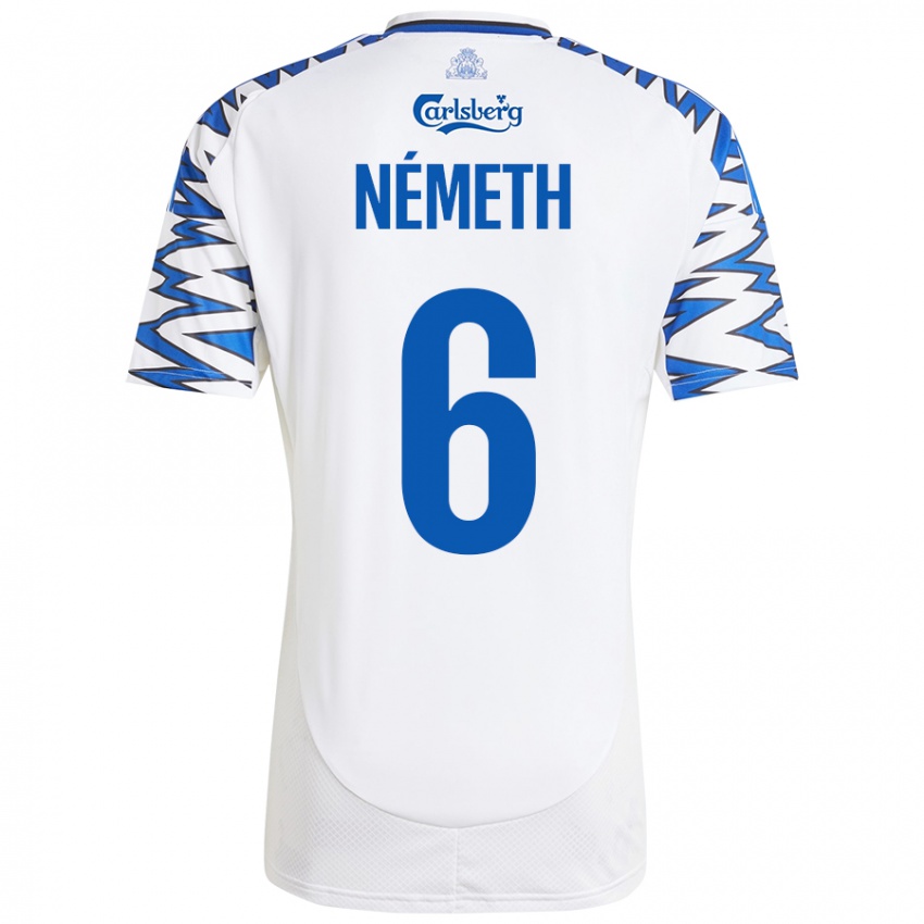 Niño Camiseta Hunor Németh #6 Blanco Azul Cielo 1ª Equipación 2024/25 La Camisa Perú