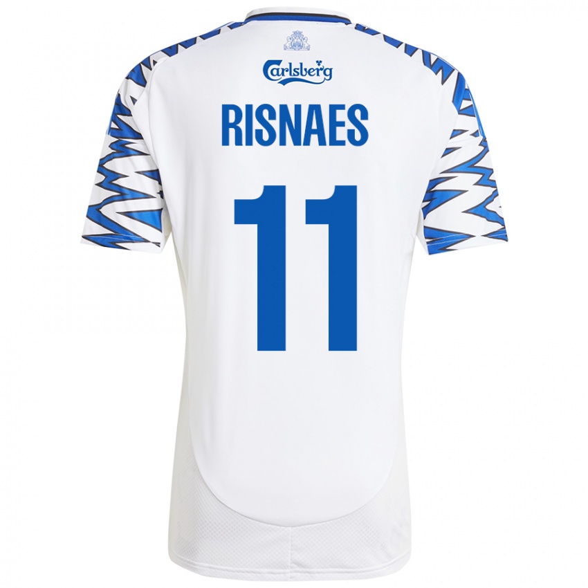 Niño Camiseta Roberto Risnaes #11 Blanco Azul Cielo 1ª Equipación 2024/25 La Camisa Perú