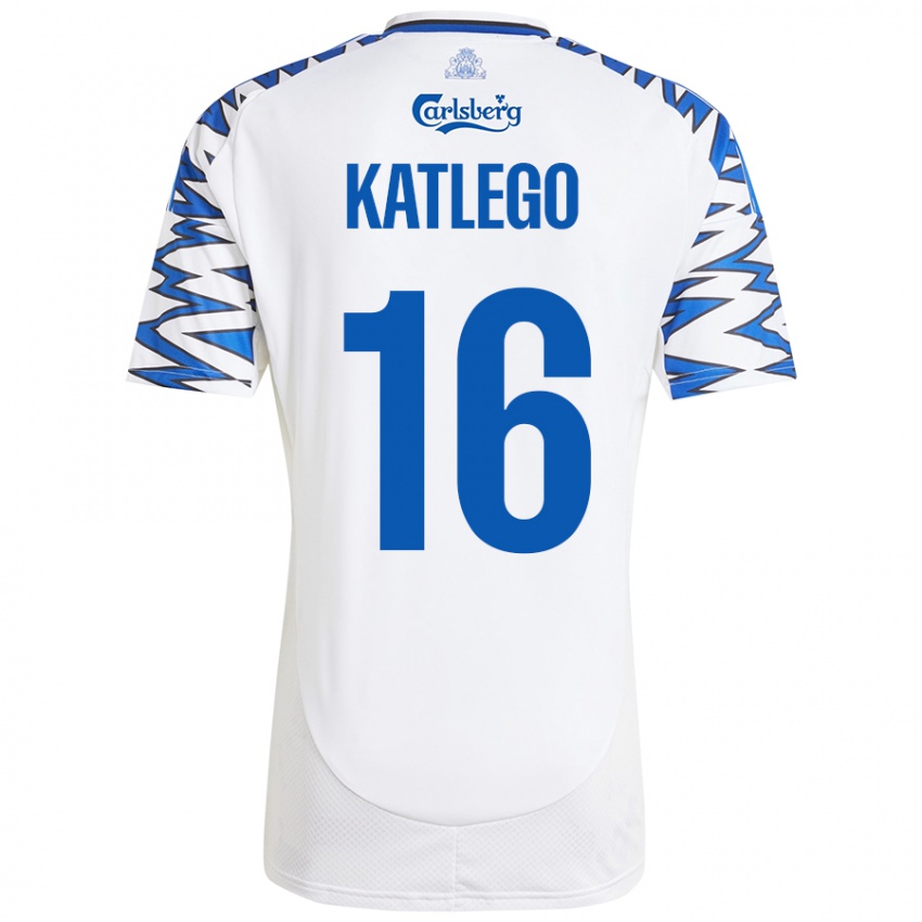 Niño Camiseta David Katlego #16 Blanco Azul Cielo 1ª Equipación 2024/25 La Camisa Perú