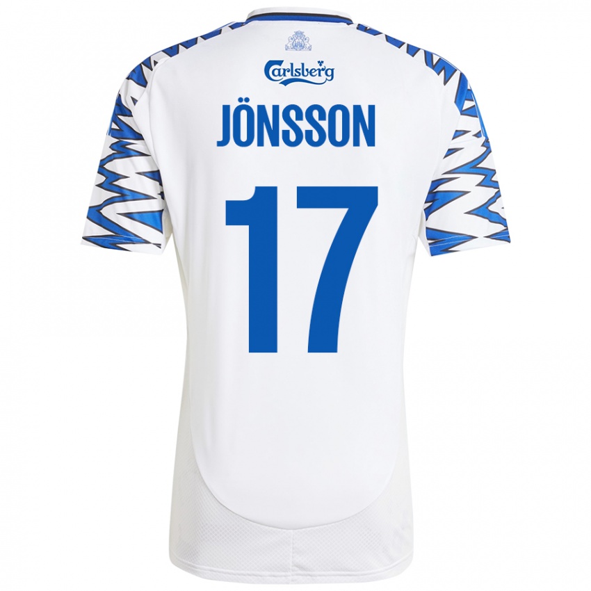 Niño Camiseta Neo Jönsson #17 Blanco Azul Cielo 1ª Equipación 2024/25 La Camisa Perú