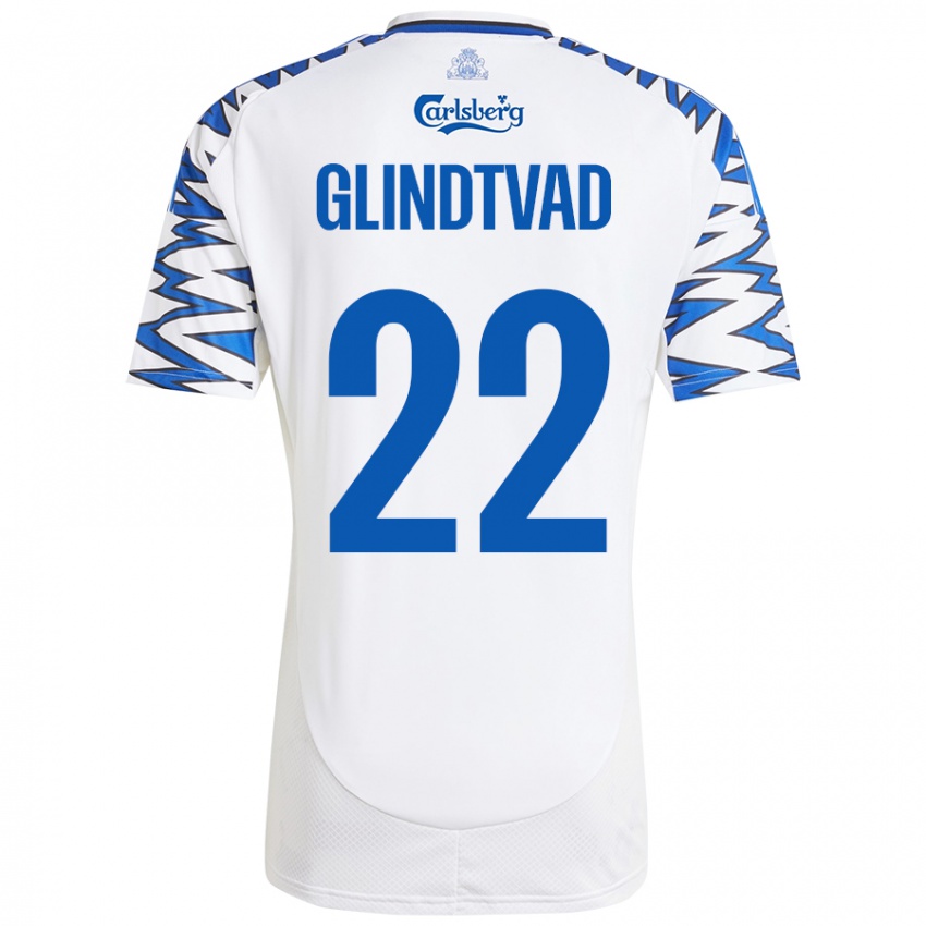 Niño Camiseta William Glindtvad #22 Blanco Azul Cielo 1ª Equipación 2024/25 La Camisa Perú