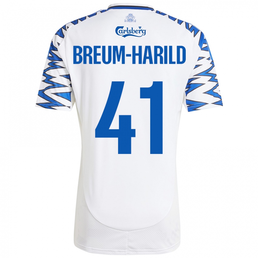 Niño Camiseta Tobias Breum-Harild #41 Blanco Azul Cielo 1ª Equipación 2024/25 La Camisa Perú