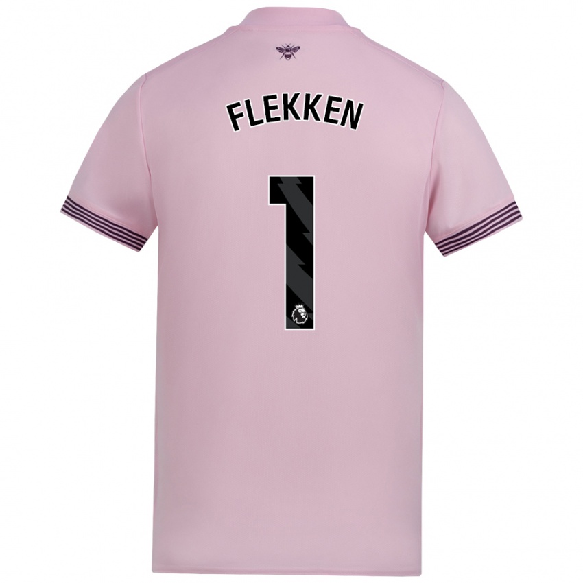 Niño Camiseta Mark Flekken #1 Rosa 2ª Equipación 2024/25 La Camisa Perú