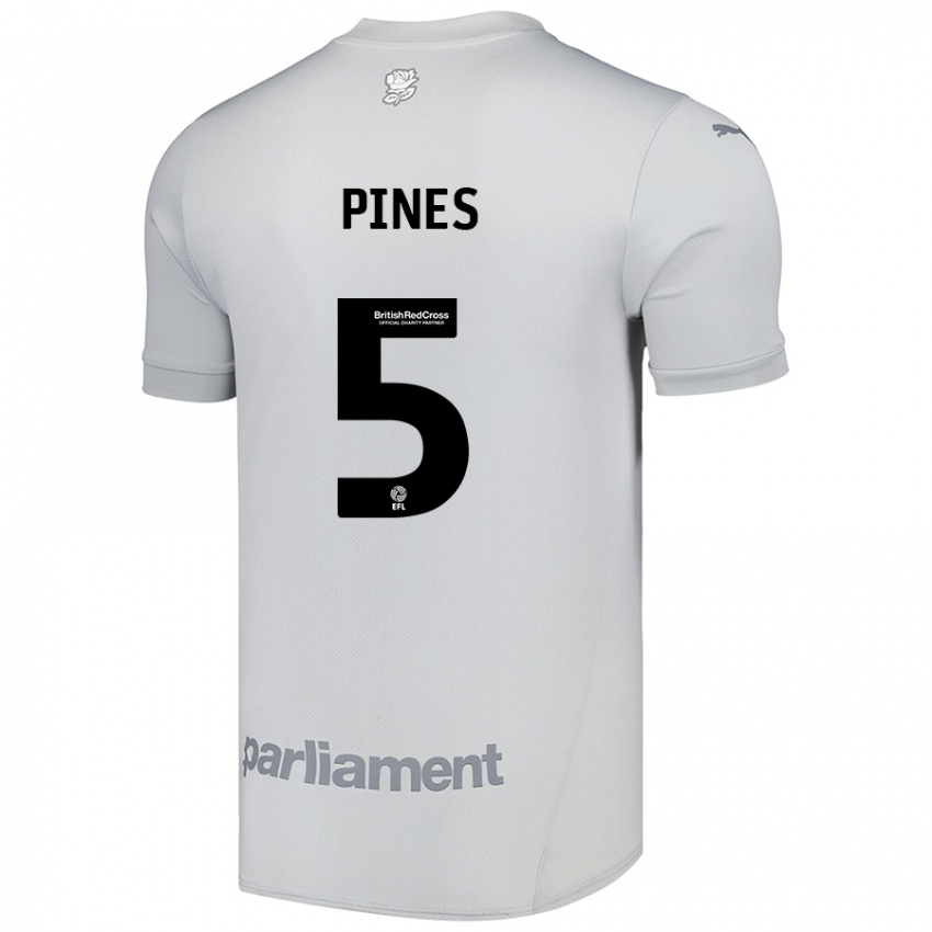 Niño Camiseta Donovan Pines #5 Gris Plata 2ª Equipación 2024/25 La Camisa Perú