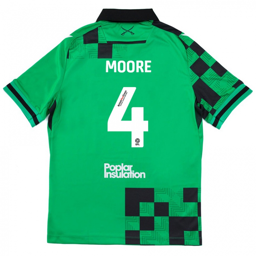 Niño Camiseta Taylor Moore #4 Verde Negro 2ª Equipación 2024/25 La Camisa Perú