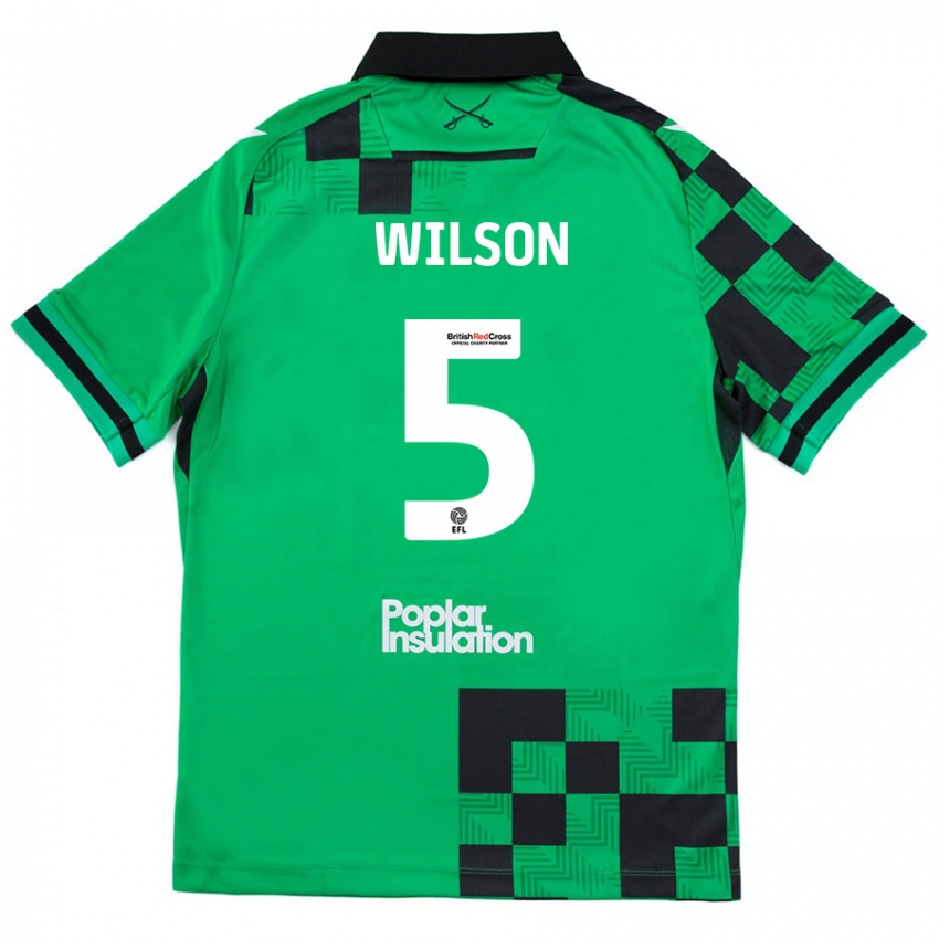 Niño Camiseta James Wilson #5 Verde Negro 2ª Equipación 2024/25 La Camisa Perú