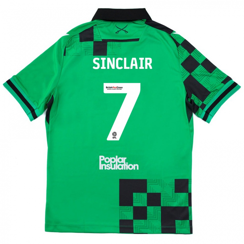 Niño Camiseta Scott Sinclair #7 Verde Negro 2ª Equipación 2024/25 La Camisa Perú