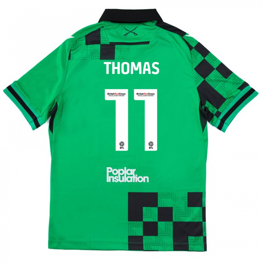 Niño Camiseta Luke Thomas #11 Verde Negro 2ª Equipación 2024/25 La Camisa Perú