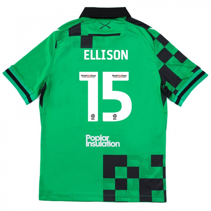 Niño Camiseta Dan Ellison #15 Verde Negro 2ª Equipación 2024/25 La Camisa Perú