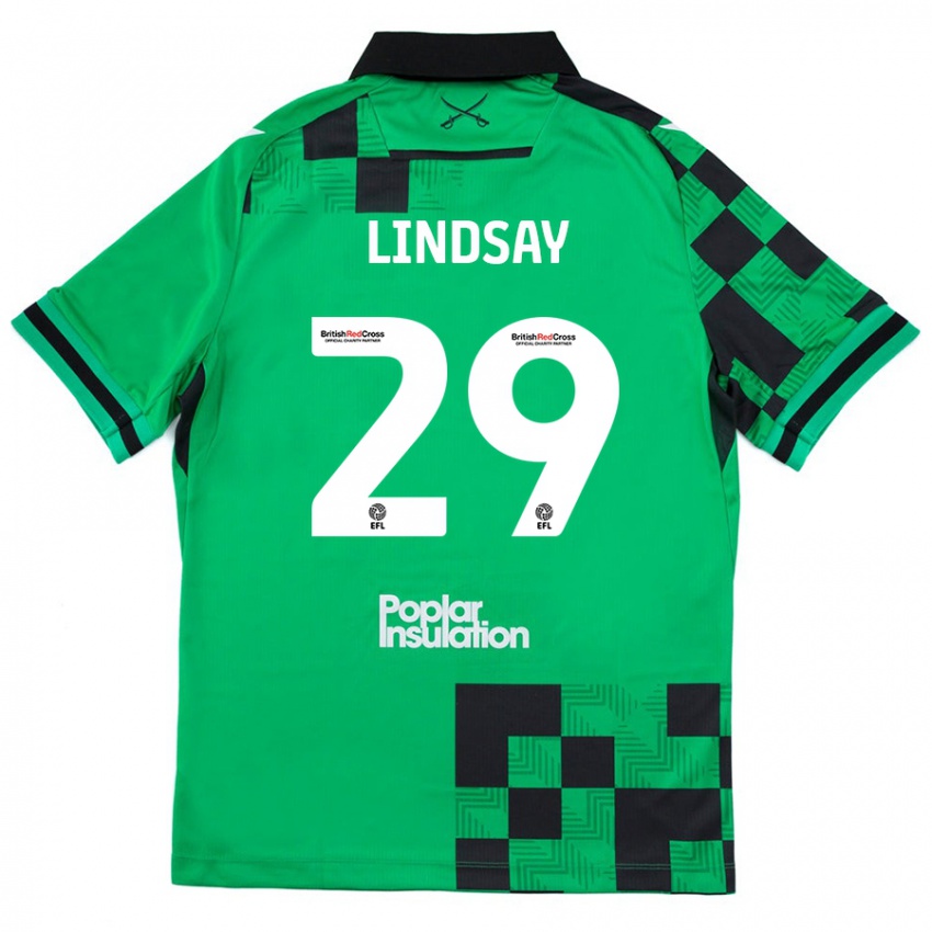 Niño Camiseta Jamie Lindsay #29 Verde Negro 2ª Equipación 2024/25 La Camisa Perú