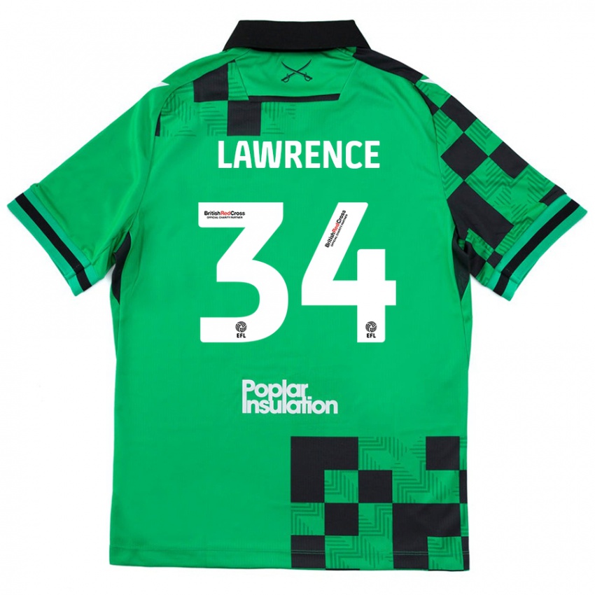 Niño Camiseta Jerry Lawrence #34 Verde Negro 2ª Equipación 2024/25 La Camisa Perú